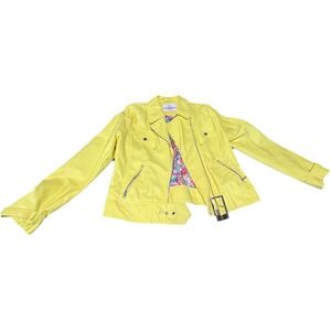Dollhouse Yellow Pleather Zip Collared Jacket Women's Size L